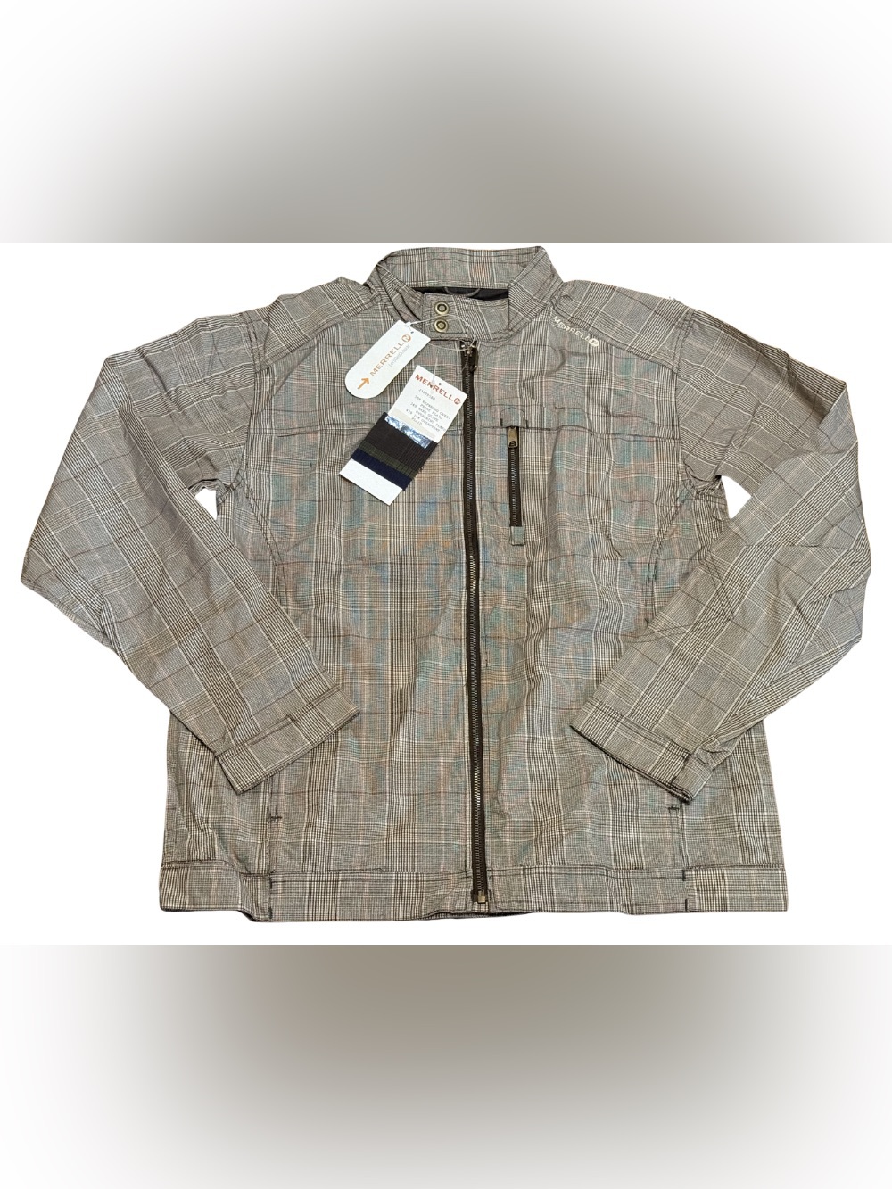 Merrell Women’s Plaid Lightweight Zip Up Jacket NWT Size Large Cotton Outdoor